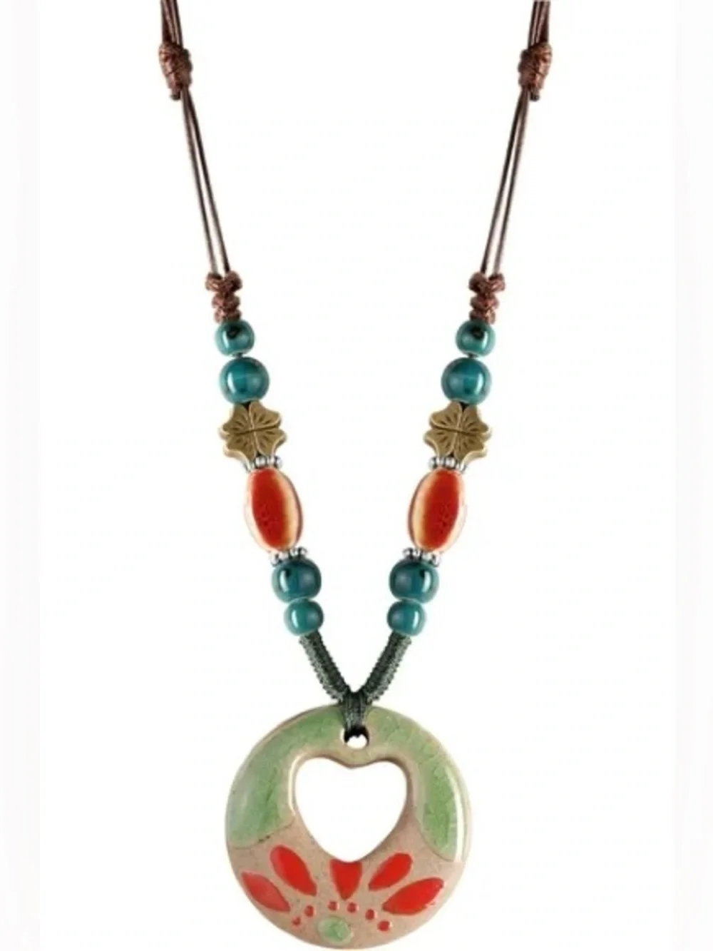 Boho Ceramic Heart Necklace Q1299